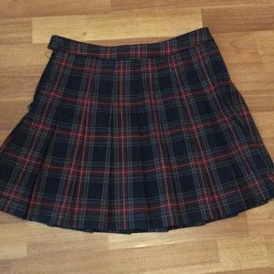 Blue and red plaid skirt